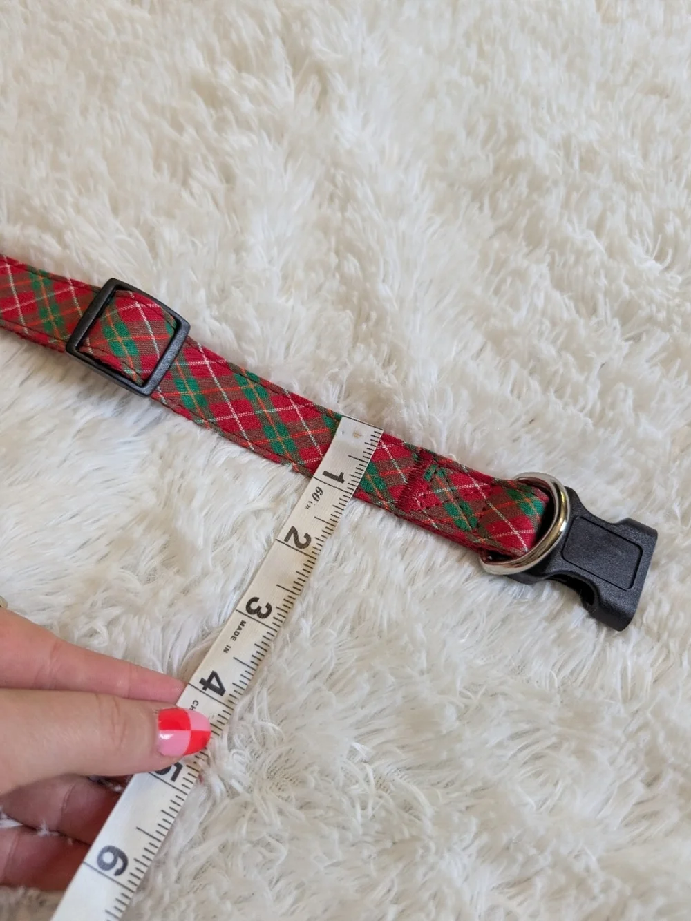 Red And Green Tartan Plaid Medium Size Dog Collar Brand New Never Used